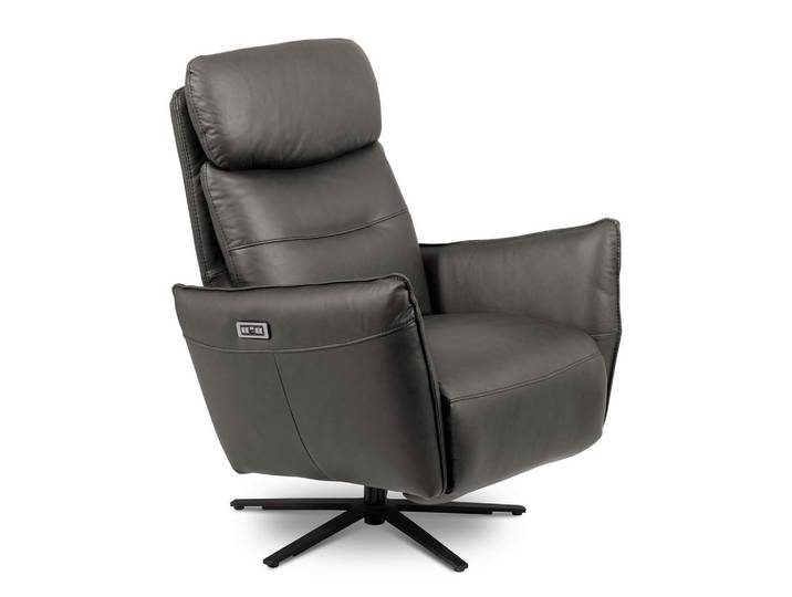 Livetastic Relaxsessel, Anthrazit, Metall, Echtleder, Semi-Anilinleder, 77x107x88 cm, Relaxfunktion, USB-Anschluss, USB-C-Anschluss, Sitzfläche 360° drehbar, Stoff-/Lederauswahl, Wohnzimmer, Sessel, Relaxsessel