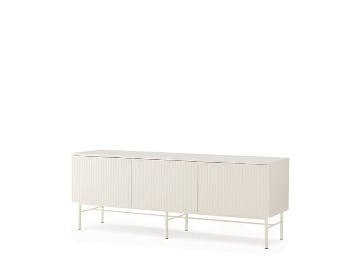Meuble TV 150 cm blanc design rainuré