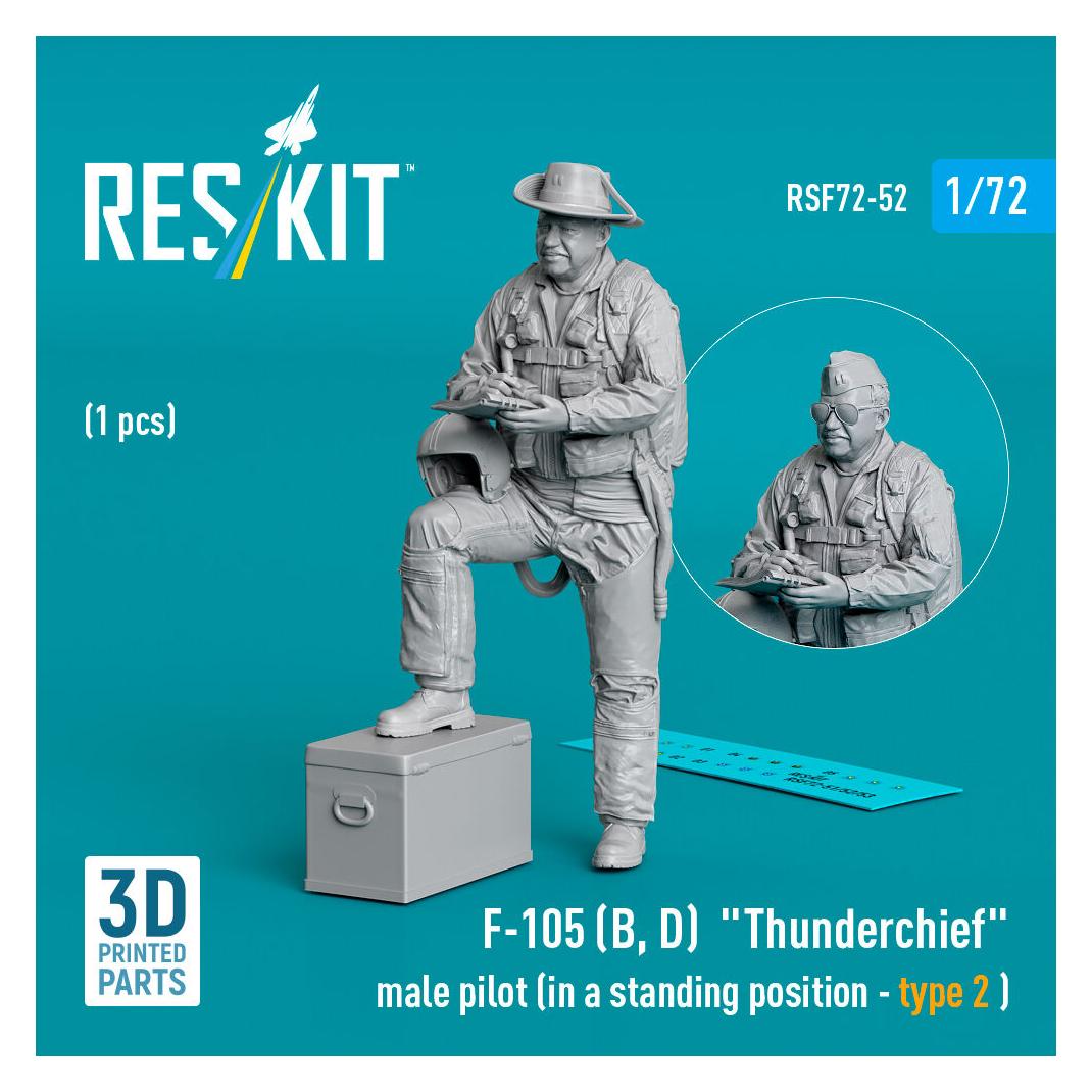 ResKit F-105 (D,F,G) Thunderchief male pilot (in a standing position - type 2) (1 pcs) (3D Printed) (RSF72-0052)