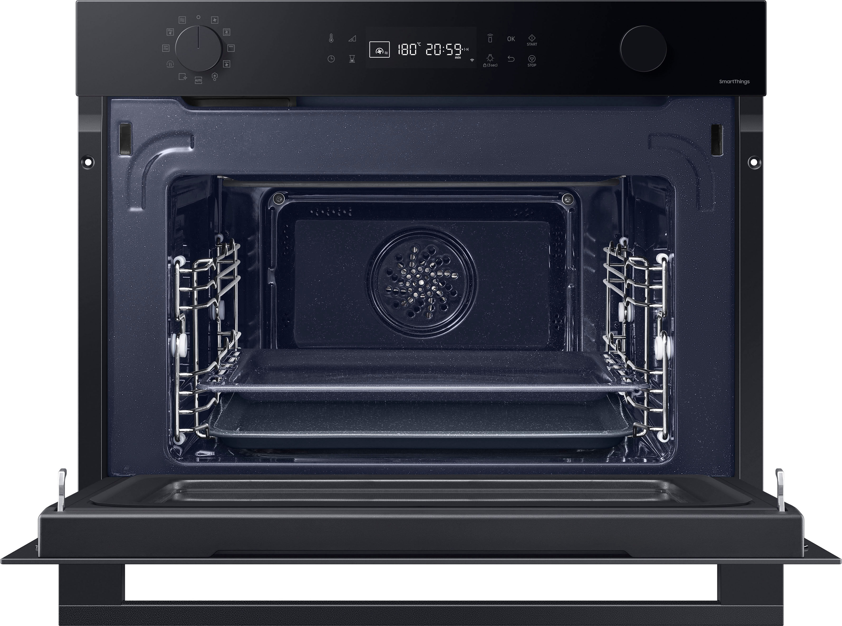 SAMSUNG Backofen mit Mikrowelle "NQ5B4553FB", schwarz, B:59,5cm H:45,6cm T:57cm, Backöfen, Dampfreinigung - Backofen mit Wasserdampf ganz ohne Chemie und WiFi
