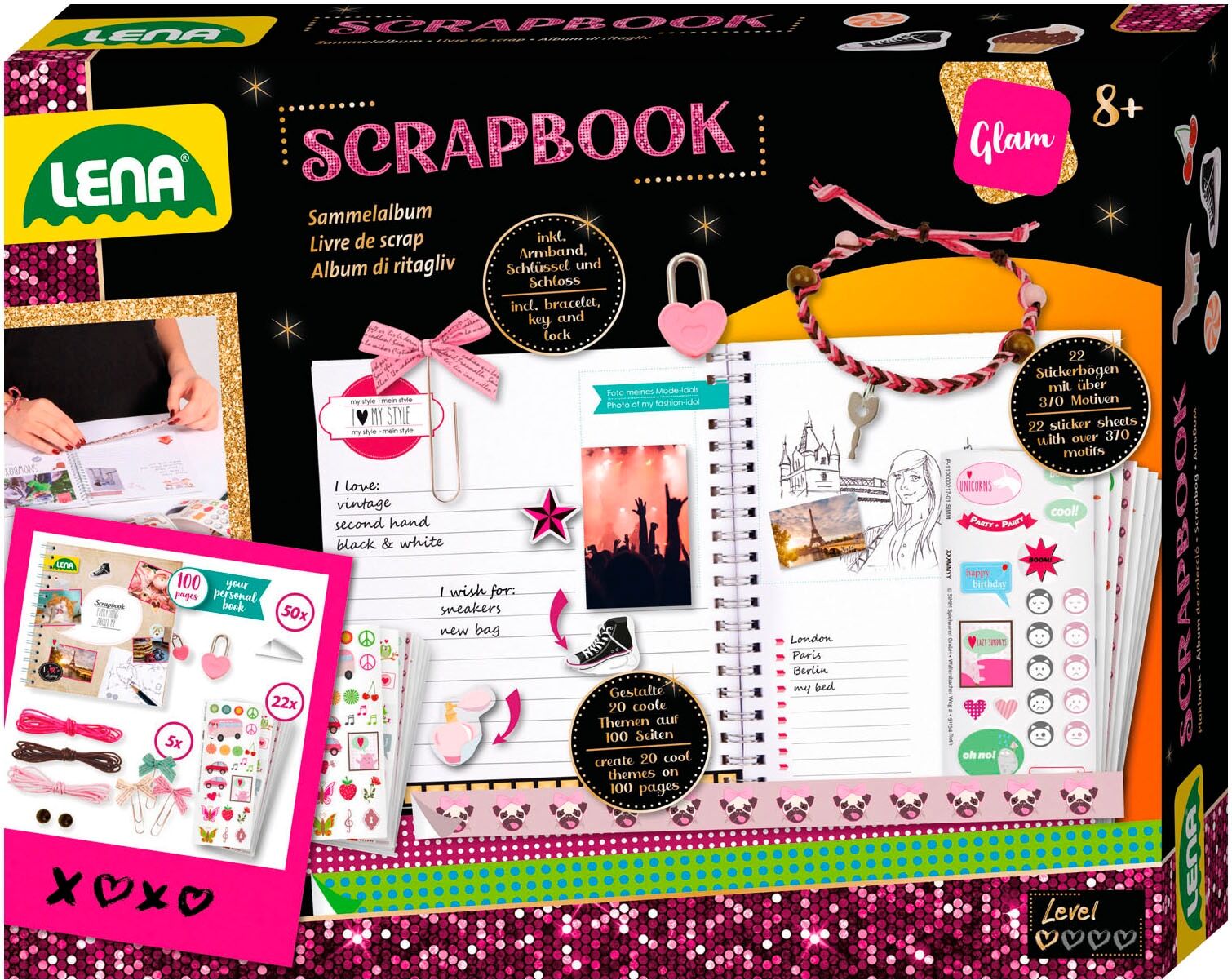 Kreativset LENA "Scrapbook, groß", bunt, Kreativsets, Kinder, Kunststoff, Kreativset