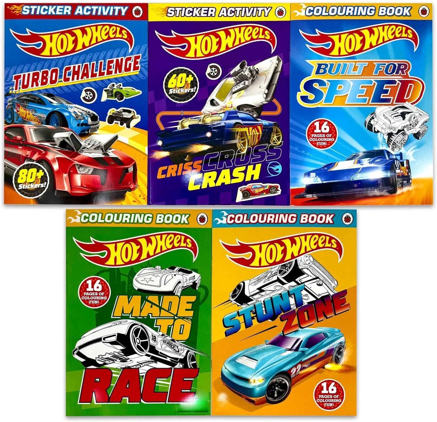 Penguin Hot Wheels Activity 5 Books Collection Set by Mattel - Paperback - Ages 5-7 - Sticker & Colouring Activities