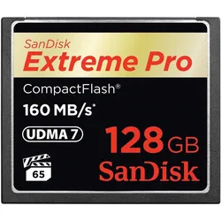 Sandisk Extreme Pro Compact Flash (128 GB, CF, UHS-I), Speicherkarte, Schwarz