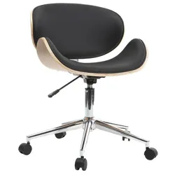 Design-Bürostuhl PU Schwarz und helles Holz WALNUT