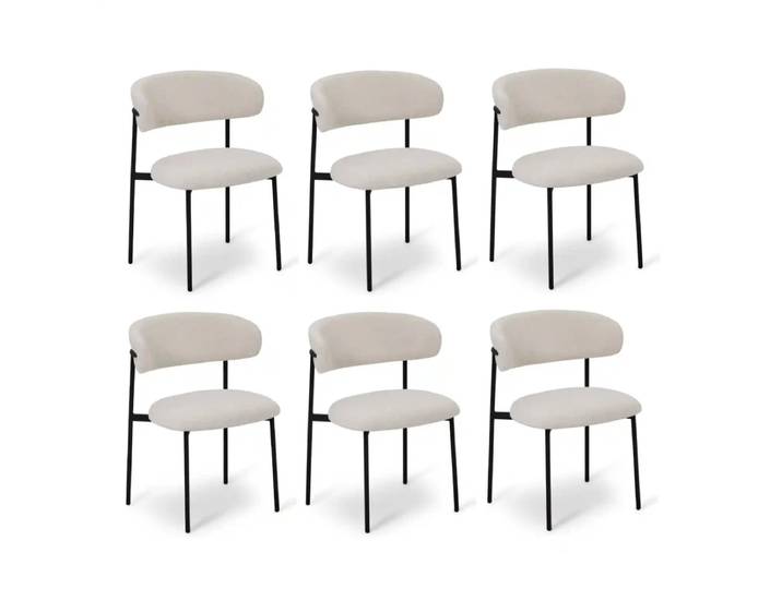 6er Set Esszimmerstühle Diana - Stoff Cremeweiß