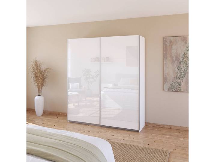 Armoire - Façade Verre 181cm Blanc/Blanc alpin