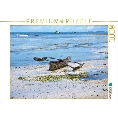 CALVENDO Puzzle Holzboot am Strand | 1000 Teile Lege-Größe 64x48cm Foto-Puzzle für glückliche Stunden