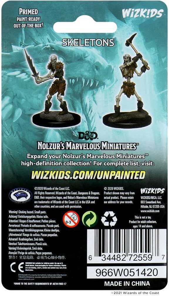 Wiz Kids LLC D;D Nolzur's Marvelous Miniatures: Skeletons for Dungeons & Dragons Games, Unpainted, Pre-Primed, 24mm Scale