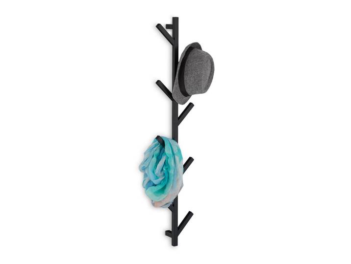 Relaxdays Wandgarderobe Schwarz Stahl 8 Haken, Metall, 19.5x100.5x7 cm, Garderobe, Garderobenpaneele, Wandgarderobe
