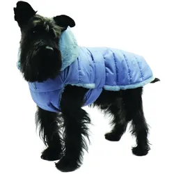 Fashion Dog Hunde-Steppmantel mit Kunstpelz-Futter - Azzurro - 27 cm