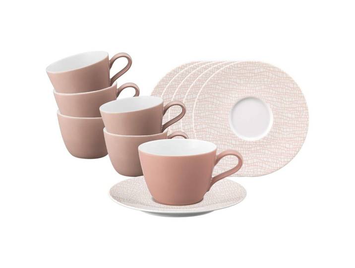 KAFFEETASSEN MIT UNTERTASSEN Life Fashion Posh Rose 240 ml 6er Set