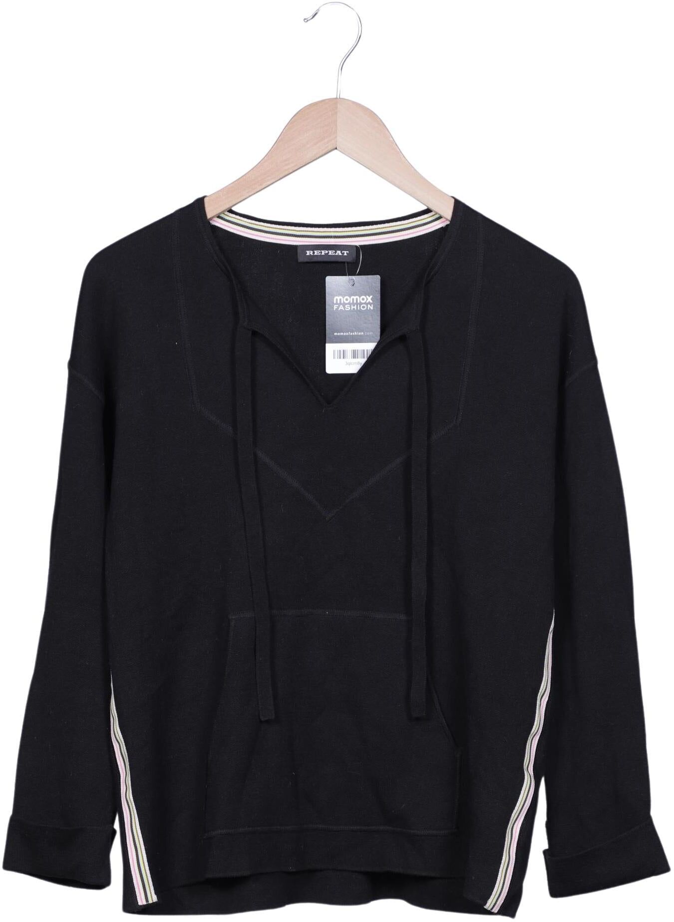 Repeat Damen Pullover, Schwarz, Gr. EU 34, Baumwolle / Elasthan - Second Hand