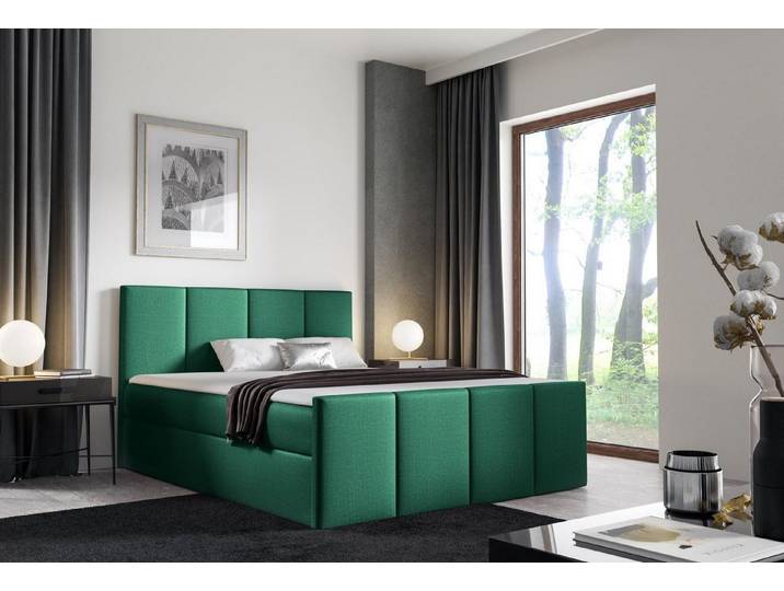 JVmoebel Boxspringbett Boxspringbett mit Bettkasten in Grün für Schlafzimmer und Hotel, Made in Europa
