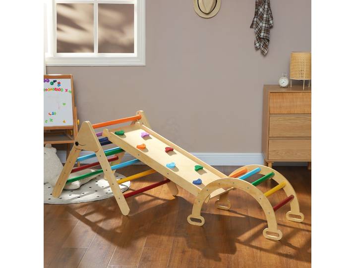 AIYAPLAY Triangle Escalade Enfants 5 en 1 avec Toboggan