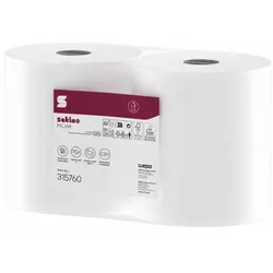 Putztuchrolle Wepa Satino HiLine 2-lagig hochweiß 350 m 23x35 cm, 1000 Abrisse/Rolle, 2 Rollen/Paket