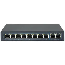 Avizio Switch 8x RJ45 PoE 100 Mb/s + 2x RJ45 Uplink 1Gb/s (8 Ports), Netzwerk Switch, Schwarz