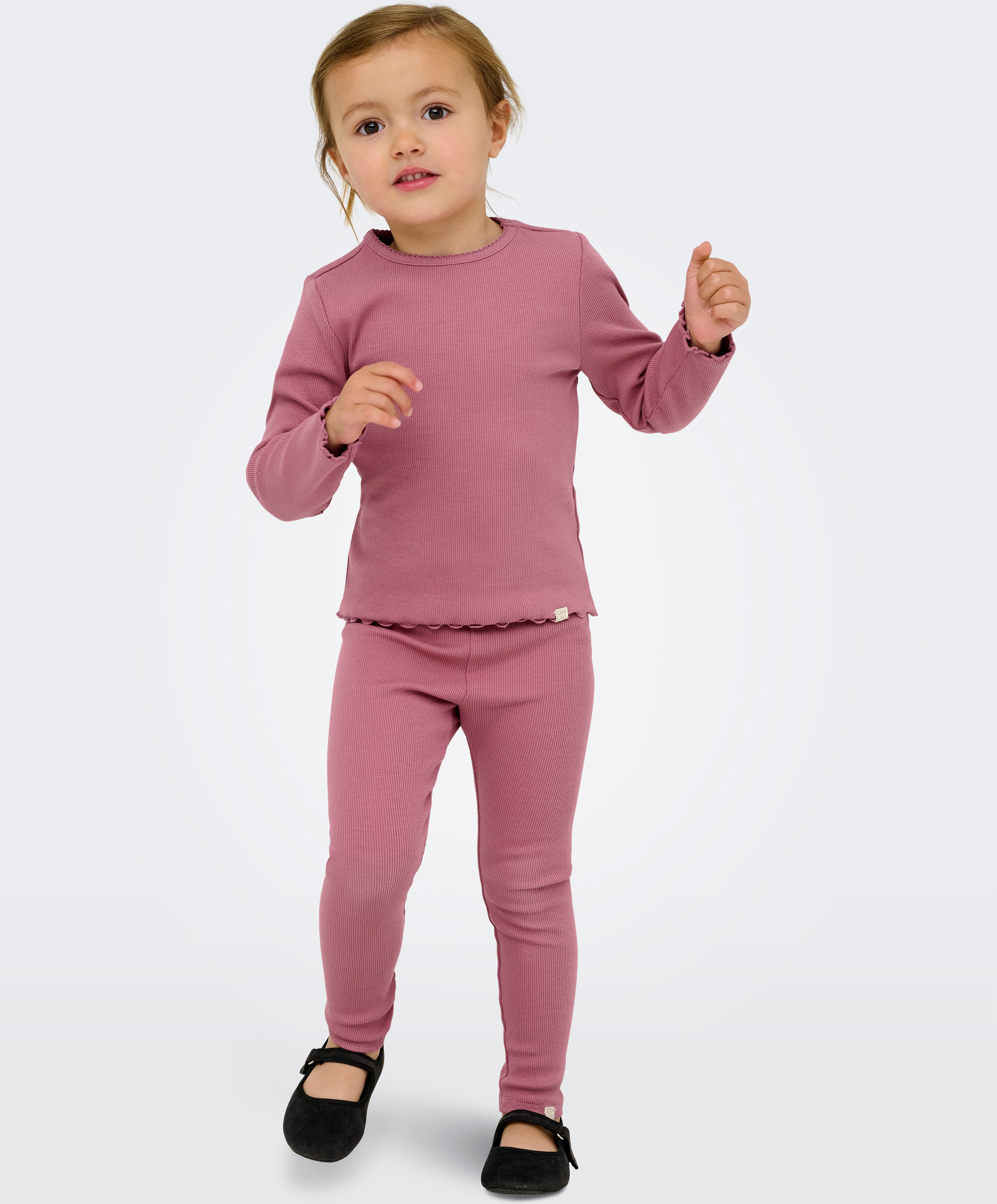 Langarmshirt KIDS ONLY "KMGTRINNY SLD LS ONECK TOP JRS NOOS", Mädchen, Gr. 104, rosa (heather rose), Jersey, Obermaterial: 95% Baumwolle, 5% Elasthan, unifarben, figurbetont normal, Rundhals, Shirts Langarmshirt, aus Baumwollmischung, figurbetonte Passfor