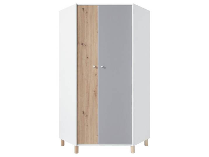 Lomadox Kleiderschrank FAIRFAX-133 90x90cm Stellfläche, in weiß mit Eiche und grau