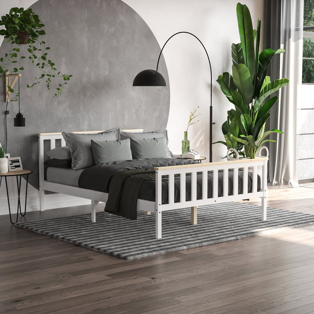 Fernleaf Solid Wood Bed White/Pine Double (4'6)