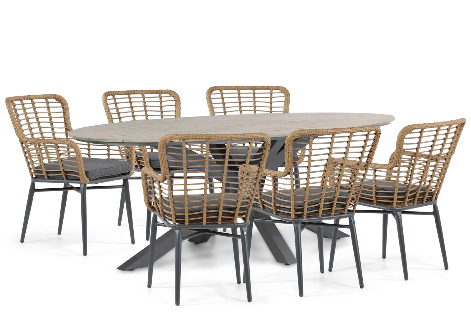 De Laan Projects Toledo/Matara 7-delige dining tuinset, 220 cm, grijs
