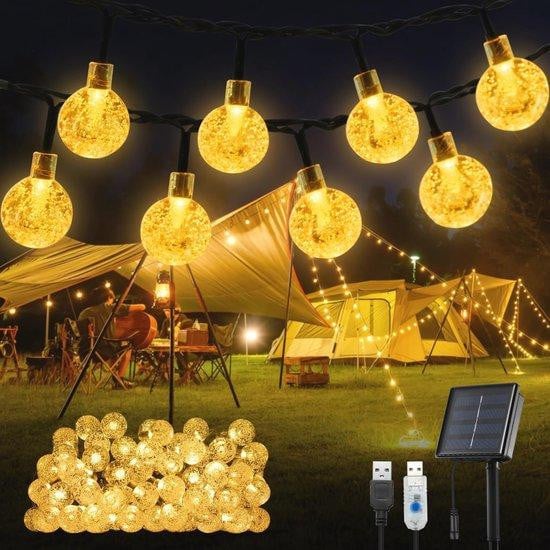 Famanu Zonnepaneel buitenverlichting met 100 LED's - Waterdicht IP65 - 8 lichtmodi