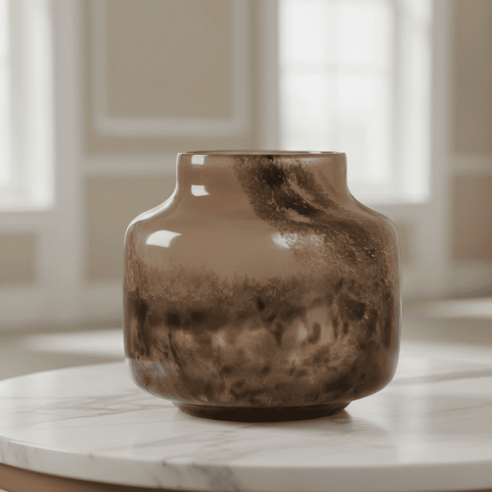 Astraea Brown Marble Effect Glass Vase