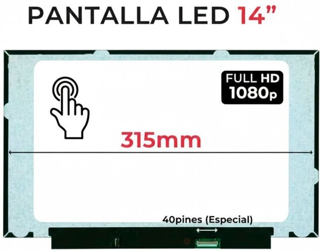 14″ LED-Touchscreen für Laptop B140HAK03.2, Full HD 1920×1080, 40 Pins, matt, mit Halterungen