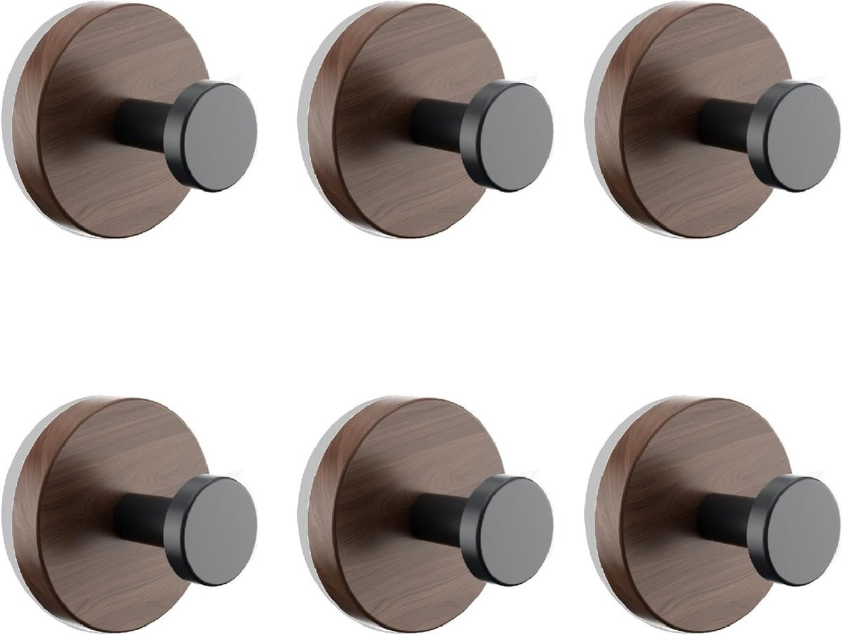 Set van 6 herbruikbare zuignap haken voor handdoekhouders en kledinghaken voor de badkamer en keuken