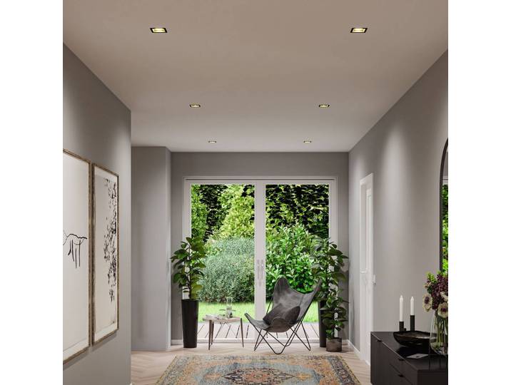 Paulmann LED-Einbau Cole Coin schwarz/gold eckig step-dim 3x Coin, dimmbar, schwarz, für Badezimmer, Aluminium, Modern