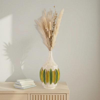 Storied Home Handmade Speckled Stoneware Vase with 3D Pleats