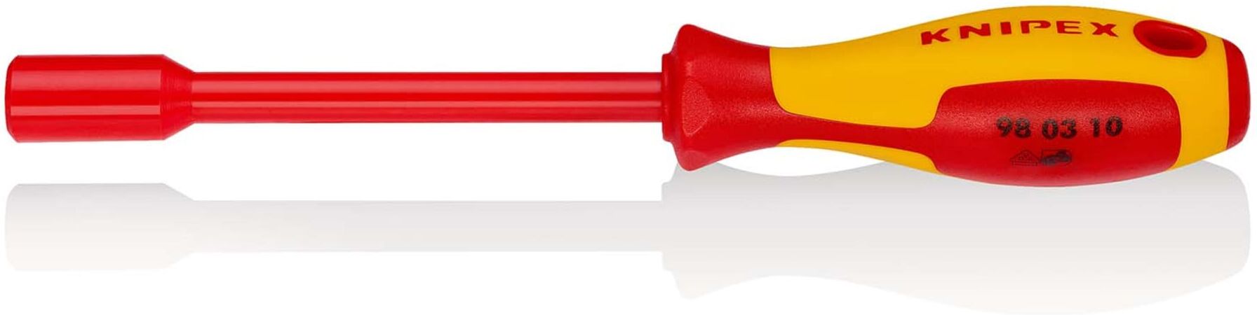 KNIPEX 98 03 10 Steckschlüssel mit Schraubendreher-Griff isoliert mit Mehrkomponenten-Hüllen, VDE-geprüft brüniert 237 mm)