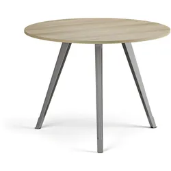 Couchtisch PRIMO ZEN, Durchmesser 100 cm, graues Metallgestell, Eiche natur