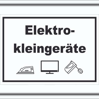 HB-Druck Elektrokleingeräte Mülltrennung Schild Text Symbol Haushaltsgerät waagerecht A1 (594x841mm)
