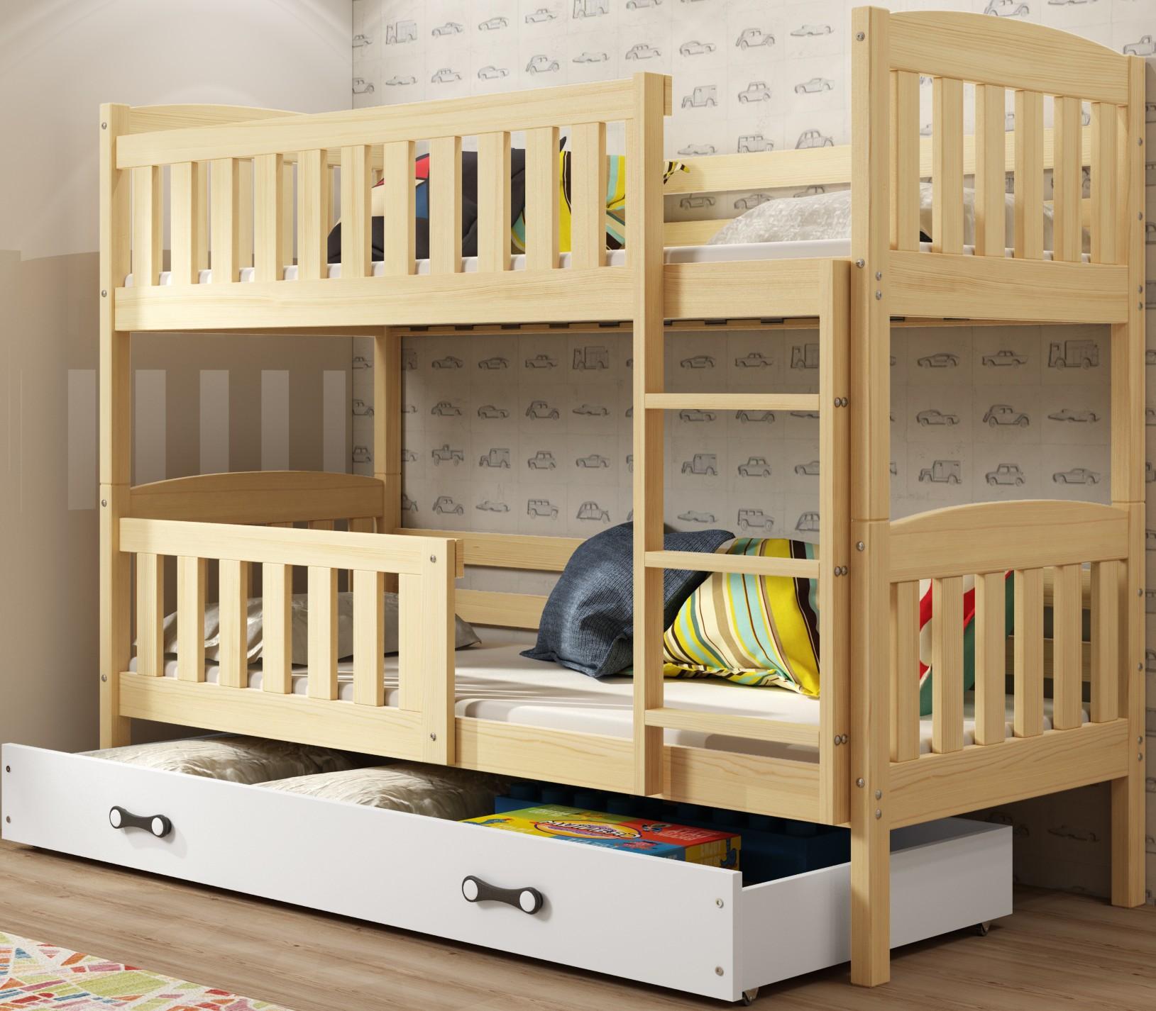 Interbeds Etagenbett Hochbett 200x90cm Stockbett Holzbett Kiefernholz Kinderbett Jugenbett mit Lattenrost und Rausfallschutz