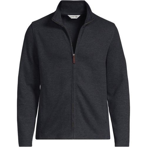 Bedford-Cardigan mit Reißverschluss, Herren, size: regular, Schwarz, Baumwoll-Mischung/Polyester-Mischung, by Lands' End