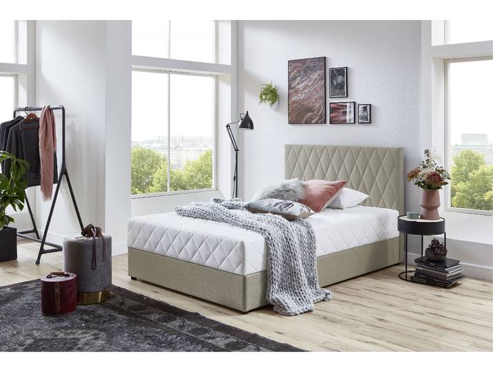 Boxbett Benita , inkl. Bettkasten , beige (creme), L:207cm, Bezug Bett: 100% Polypropylene;Bezug Matratze: 100% Polyester, ATLANTIC HOME COLLECTION, Komplettbetten, Boxbett, erhältlich in verschiedenen Grössen, inkl. Taschen-Federkernmatratze
