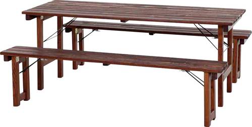 Natura Tisch Wallis Garnitur 180x70 cm, komplett zusammenklappbar M09429 Gartenessgruppe Holz