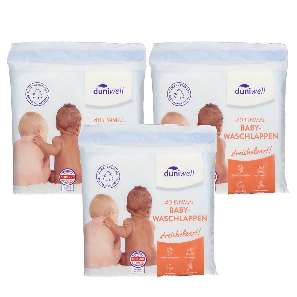 Duniwell Zarte Baby Waschl x3 3x40 St Tücher