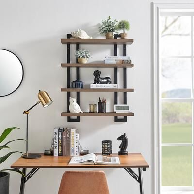 Danya B. 4-Tier Floating Bracket Wall Shelf