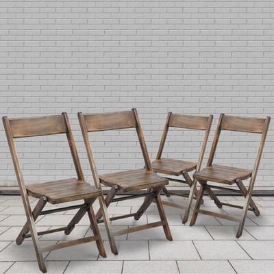 Flash Furniture Slatted Wood Folding Wedding Chair - Event Chair, Set of 4
