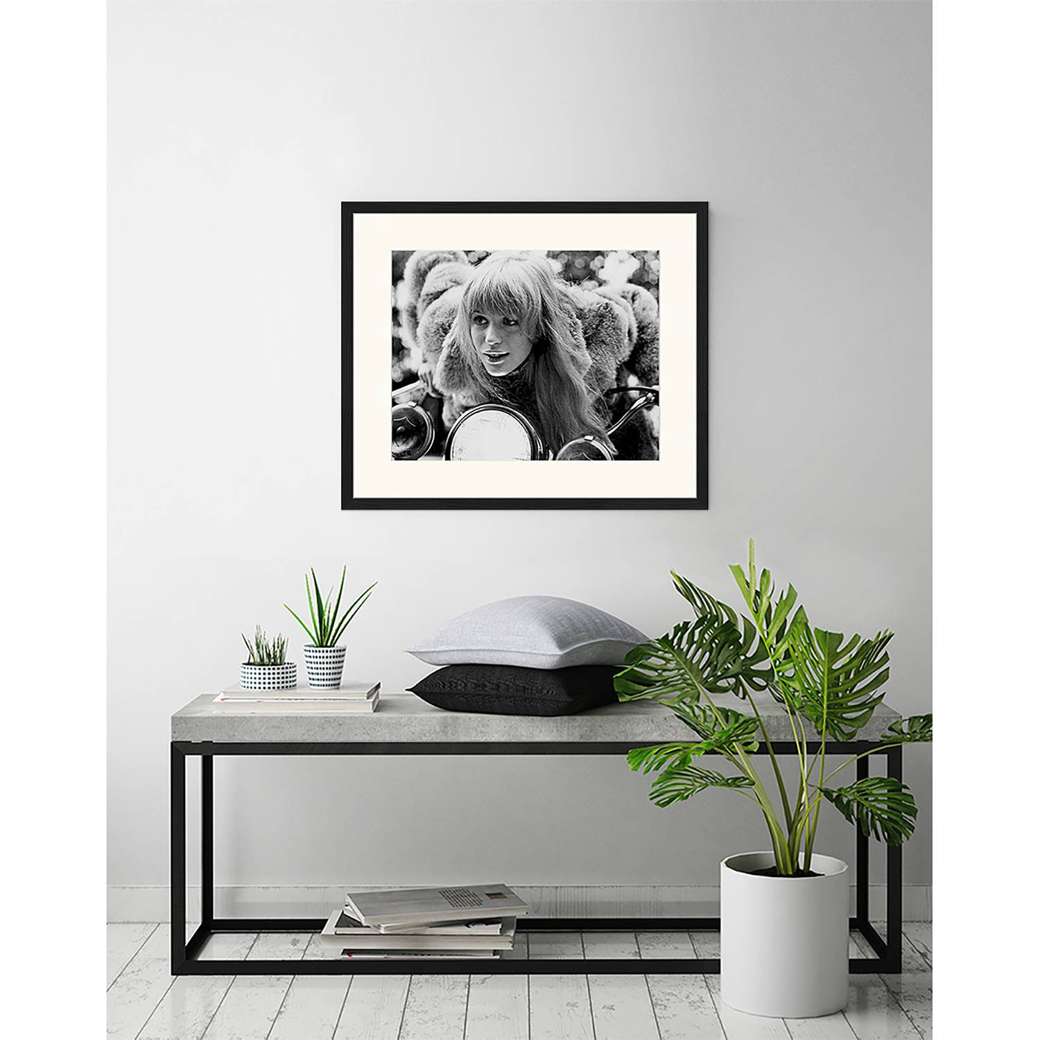 home24 Marianne Faithful Frame, zwart, massief beukenhout, B: 63 cm, D: 53 cm