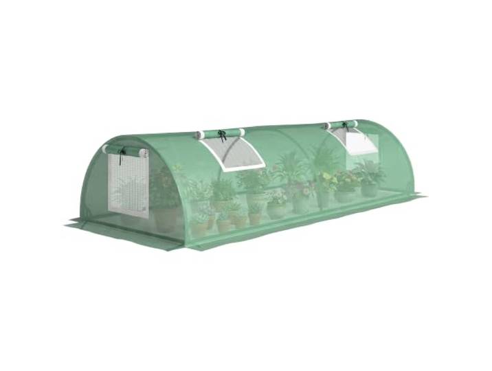 Outsunny Gewächshaus mit Rollfenster Runddach aus Stahl 200x80x45cm Grün