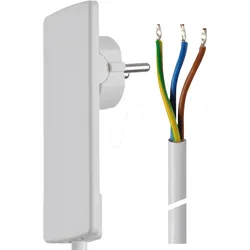 EVOLINE NKS WS - Netzkabel, Hebel-Schutzkontaktstecker, 1,5 m, ws, offenes Ende