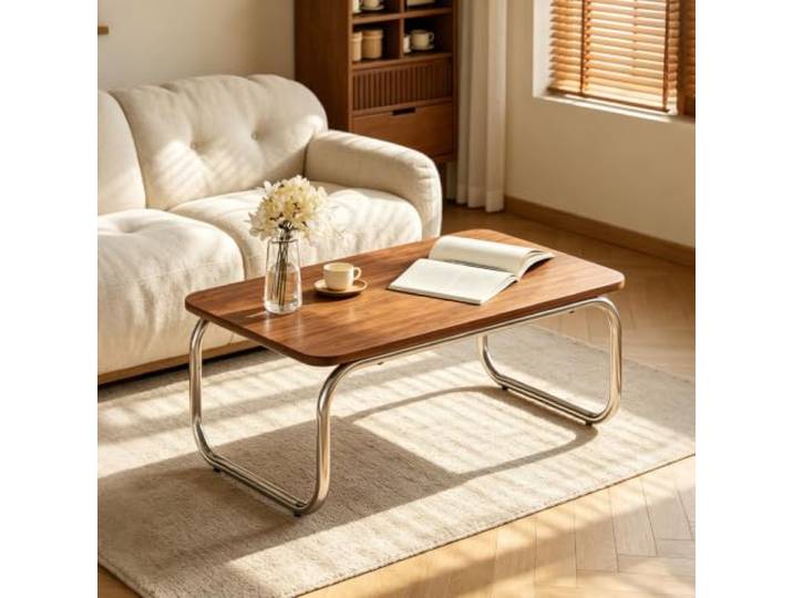 EBOYNSowAprr Rechteckiger Couchtisch, Stabiler Holz Niedriger Teetisch Minimalistisches Wohnzimmermöbel, Geeignet, Schlafzimmer & Einrichtung kleiner Räume(Walnut,47.2x18.9x12.6 in)