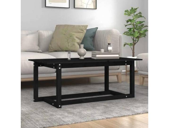 HEFZGDB Massiver Kiefernholz Couchtisch Schwarz 110x55x45 cm mit Stabiler Tischplatte und rustikalem Look für Wohnzimmer Einrichtung