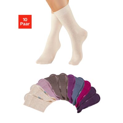 Freizeitsocken H.I.S "Damen und Herren Atmungsaktiver Baumwollanteil; Business, Basic", Gr. 39-42, bunt (2x taupe, 2x beige, 2x pflaume, 1x jeans, 1x lila, 1x beere, 1x altrosa), Baumwolle, Baumwollmischung, Elasthan, Polyamid, unifarben, elastisch,...