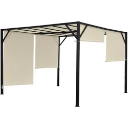 Pergola Baia, Garten Pavillon Terrassenüberdachung, stabiles 6cm-Stahl-Gestell + Schiebedach ~ 4x3m