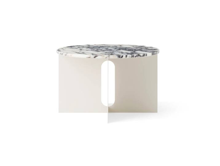Audo Copenhagen Table d appoint Androgyne Calacatta Viola marbre-ivory acier, Ø65 cm'