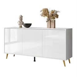SIDEBOARDS SANAYI auf goldenen Beinen, Hochglanz Weiß/Golde Beine