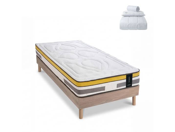 Prêt à dormir matelas ressorts mémoire h24 sommier bois 90x190